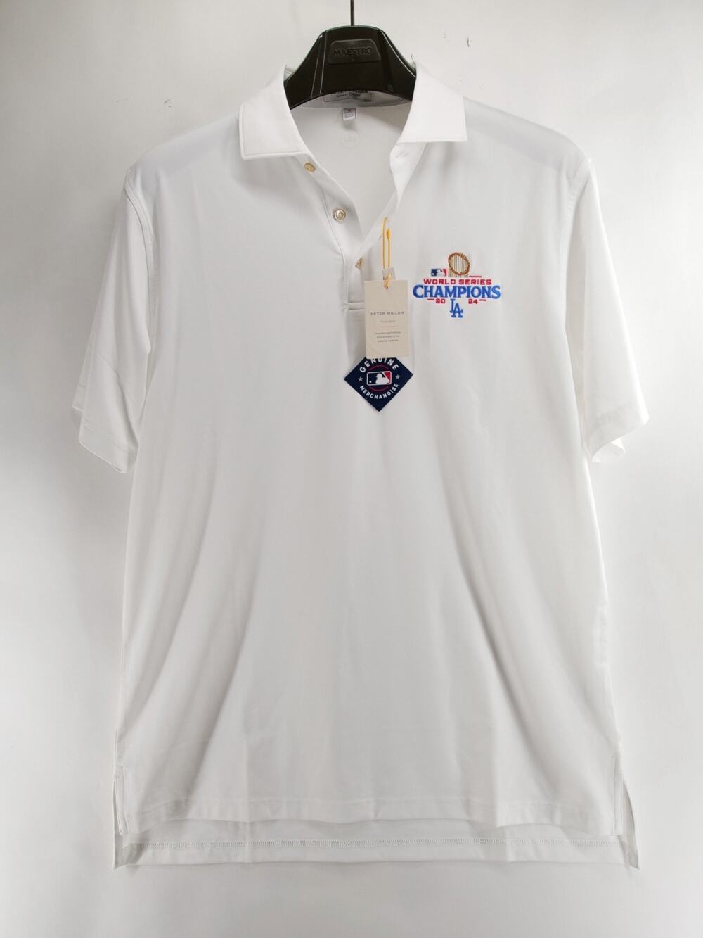 Peter Millar NWT LA Dodgers World Series Champions 2024 Polo Shirt Mens M White